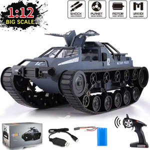 اسباب بازی ماشین کنترلی شارژی تانک پلیس آفرود طوسی Remote Control Off-Road Police Tank مقیاس 1:12_اسباب بازی ماشین کنترلی